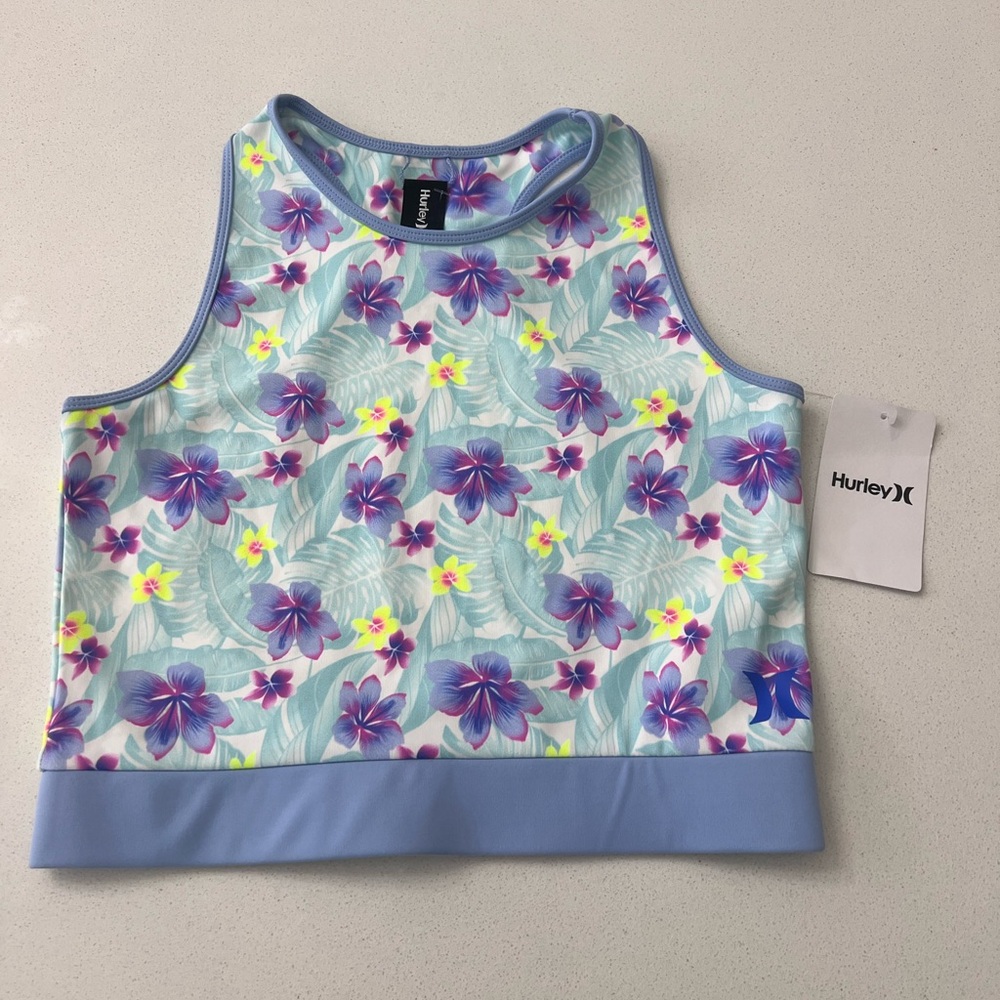Hurley Girls Floral Racerback Cropped Tank Top New With Tags Girls Large